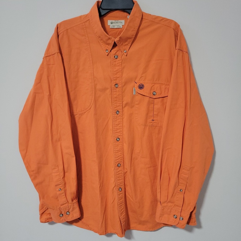 Beretta TM Shooting Shirt Long Sleeve Mens XXL Orange Padded Vented Hunting